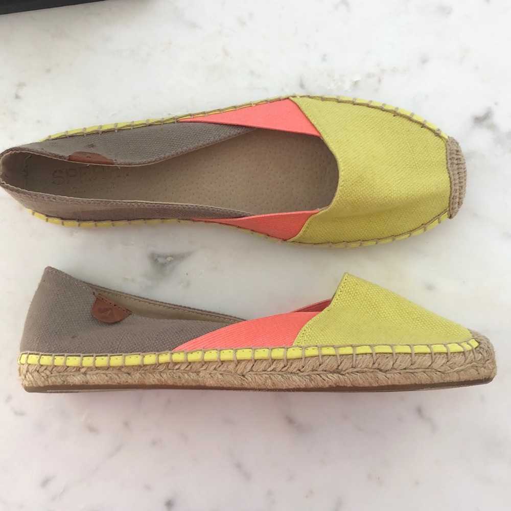 Sperry Yellow/Coral Summer Espadrilles SZ 9.5 NWOT